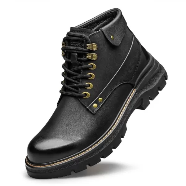 ZRO Mens Genuine Leather Boots with Thick Soles H35709D 23 WinterBlack