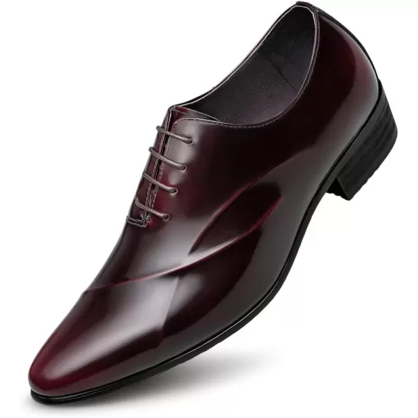 ZRO Mens Lace Up Formal Modern Oxford Dress ShoesWine