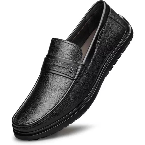 ZRO Mens Penny Loafers  Embossed Leather Soft and Lightweight N33588 23 WinterBlack