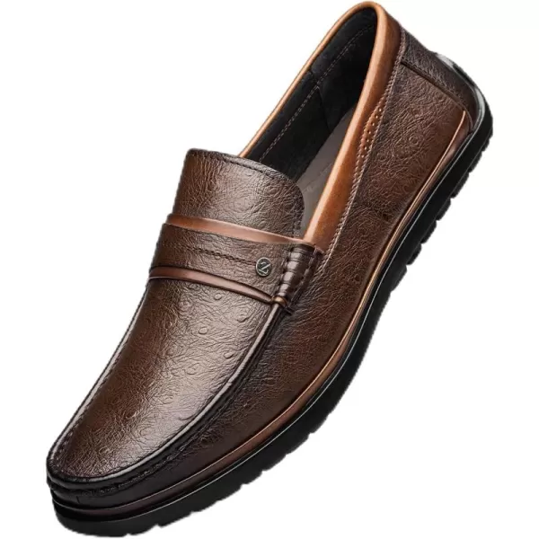 ZRO Mens Penny Loafers  Embossed Leather Soft and Lightweight N33588 23 WinterBrown
