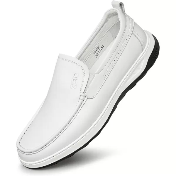 ZRO Mens loafers ampamp slipons wide driving leather shoes for men RF1807 24 SpringWhite