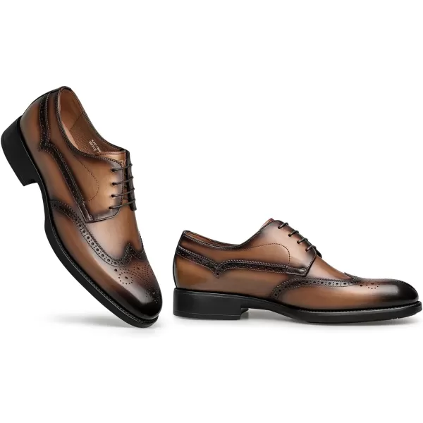 Mens Derby Dress Shoes Brogue Carved Leather Oxford Formal Shoes for Men XAF1836 24 SpringBrown