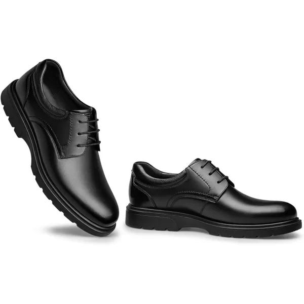 Mens Derby Shoes Plain Toe Thick Bottom Oxford Dress Shoes for Men D1318323 SpringBlack