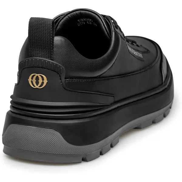 Mens Sneakers  Thick Rubber Sole Genuine Leather Upper Laceup Design S33555 23 WinterBlack