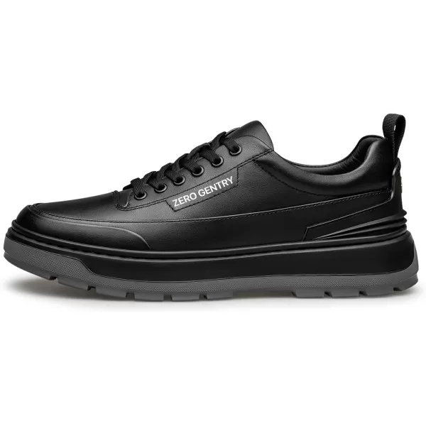 Mens Sneakers  Thick Rubber Sole Genuine Leather Upper Laceup Design S33555 23 WinterBlack