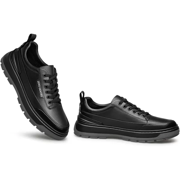 Mens Sneakers  Thick Rubber Sole Genuine Leather Upper Laceup Design S33555 23 WinterBlack