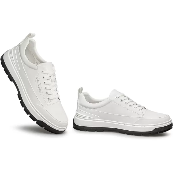 Mens Sneakers  Thick Rubber Sole Genuine Leather Upper Laceup Design S33555 23 WinterWhite