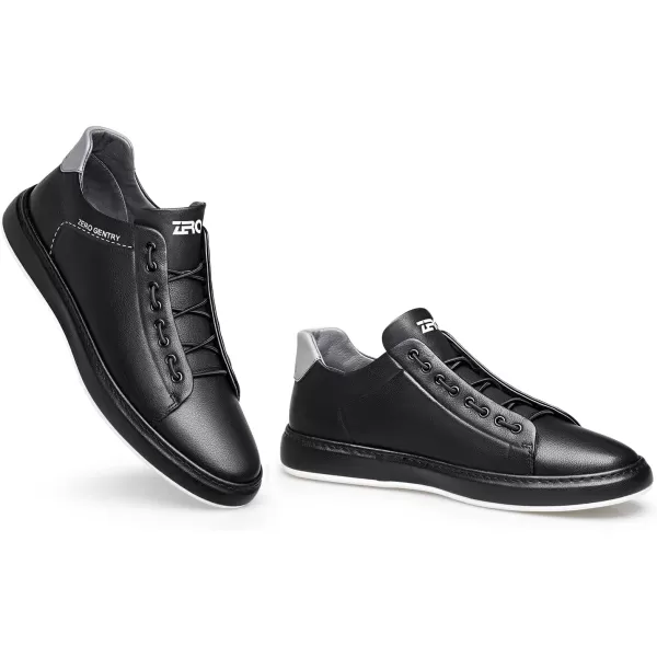 ZRO Mens Slip On Stylish Casual Fashion Leather SneakersBlack