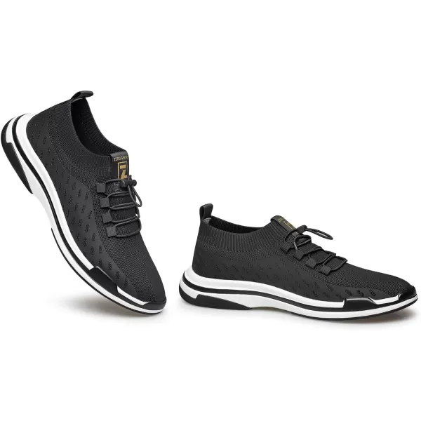 ZRO Mens Toggle Laces Mesh Lightweight Fashion SneakersBlack