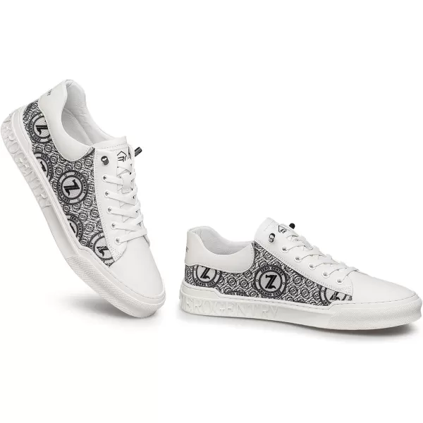 ZRO Mens leather sneakers fashion casual wide width shoes for men 22 modelWhite