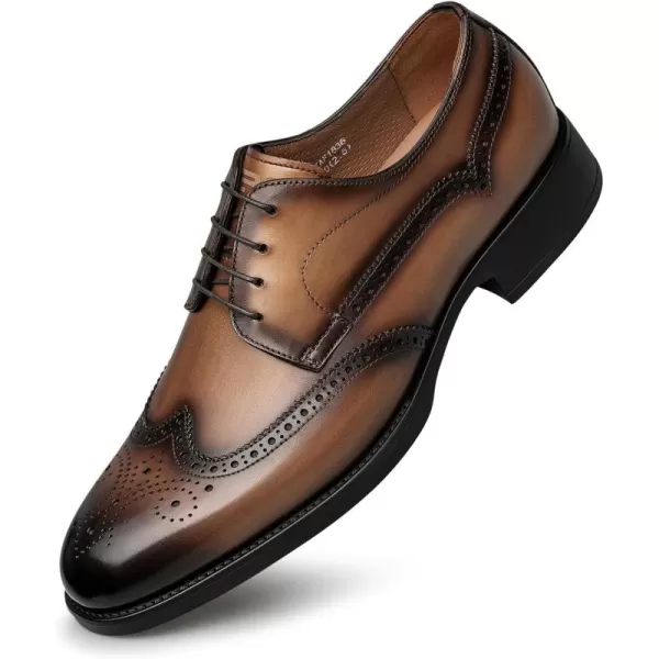 Mens Derby Dress Shoes Brogue Carved Leather Oxford Formal Shoes for Men XAF1836 24 SpringBrown