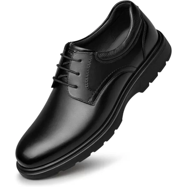 Mens Derby Shoes Plain Toe Thick Bottom Oxford Dress Shoes for Men D1318323 SpringBlack