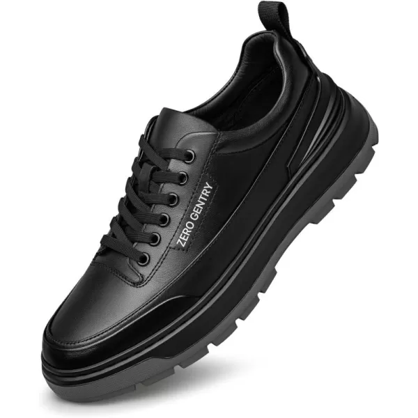 Mens Sneakers  Thick Rubber Sole Genuine Leather Upper Laceup Design S33555 23 WinterBlack