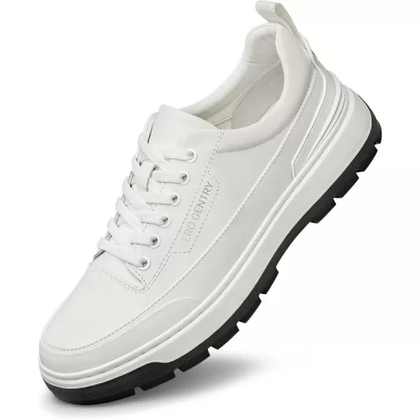Mens Sneakers  Thick Rubber Sole Genuine Leather Upper Laceup Design S33555 23 WinterWhite
