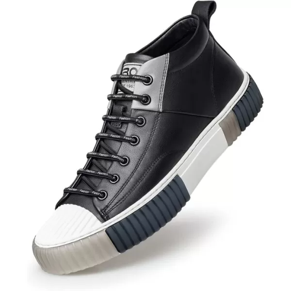 ZRO Mens High Top SneakersLeather Breathable Casual Shoes for MenS05806Black