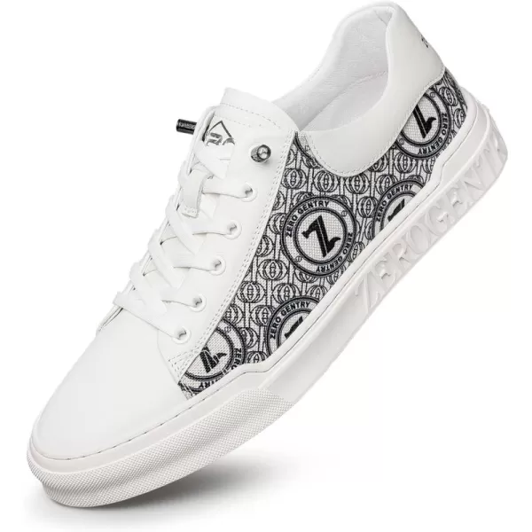 ZRO Mens leather sneakers fashion casual wide width shoes for men 22 modelWhite