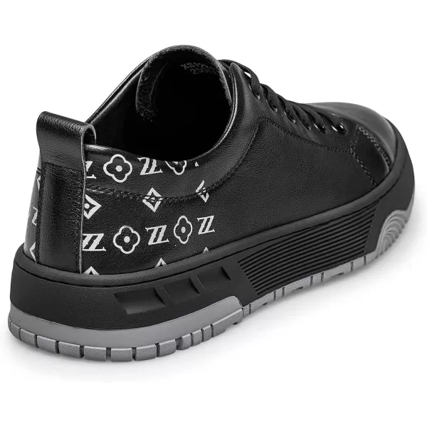 Mens Sneakers Genuine Leather Thick Sole Casual Height Increase by 5 cm Athletic Shoes S1205 22 AutumnBlack