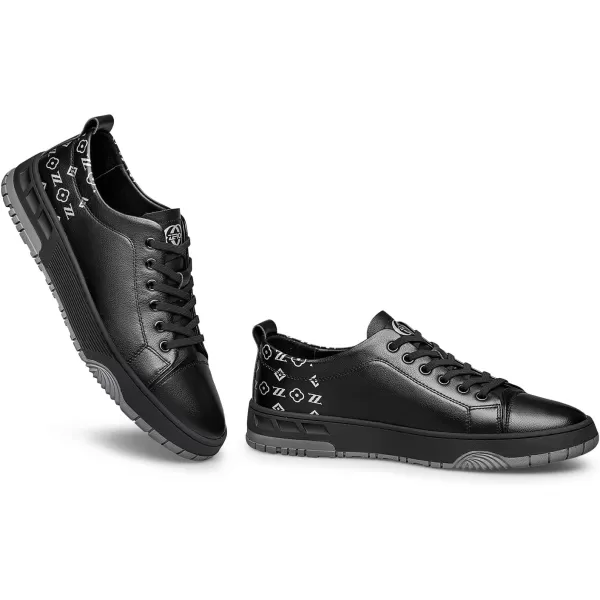 Mens Sneakers Genuine Leather Thick Sole Casual Height Increase by 5 cm Athletic Shoes S1205 22 AutumnBlack