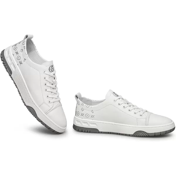 Mens Sneakers Genuine Leather Thick Sole Casual Height Increase by 5 cm Athletic Shoes S1205 22 AutumnWhite