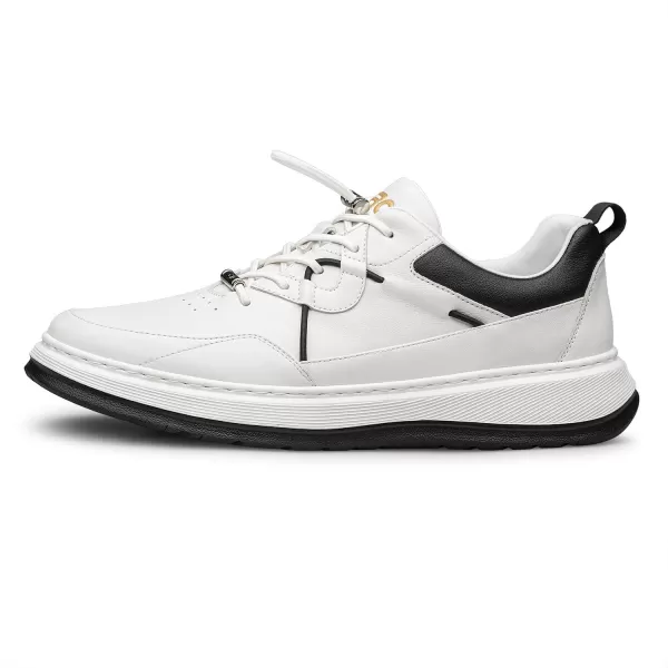 Mens Sneakers  Stylish and Minimalist PullOn Laces Genuine Leather R33572 23 WinterWhite