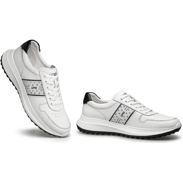 ZRO Mens Fashion Sneakers Thick Bottom Leather Soft Working Shoes for Men R1306223 SpringWhite
