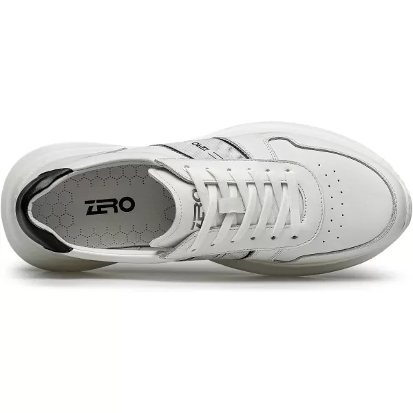ZRO Mens Fashion Sneakers Thick Bottom Leather Soft Working Shoes for Men R1306223 SpringWhite
