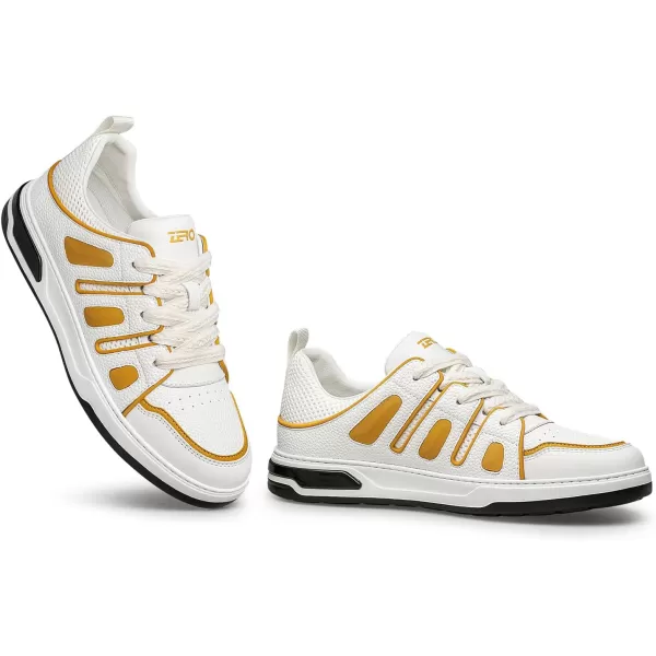 ZRO Mens Sneakers Fashion laceup Flat Leather Shoes for Men XSF1866 24 SpringYellow