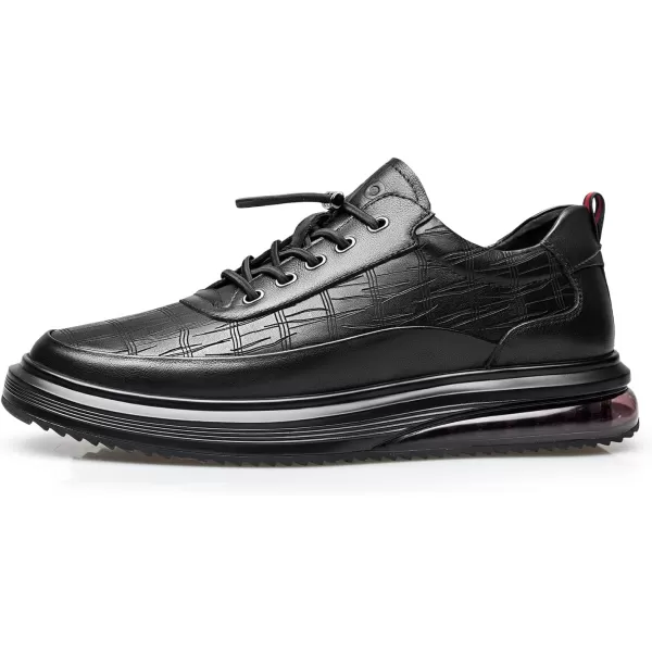 ZRO Mens Toggle Laces Leather Fashion SneakersBlack