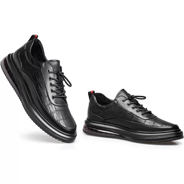 ZRO Mens Toggle Laces Leather Fashion SneakersBlack