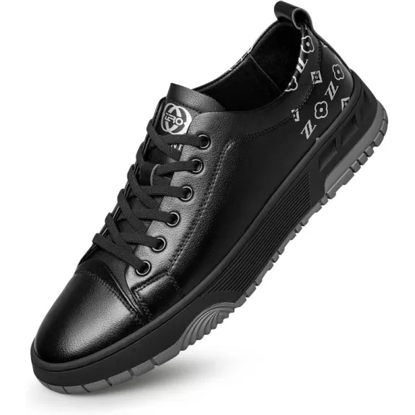 Mens Sneakers Genuine Leather Thick Sole Casual Height Increase by 5 cm Athletic Shoes S1205 22 AutumnBlack
