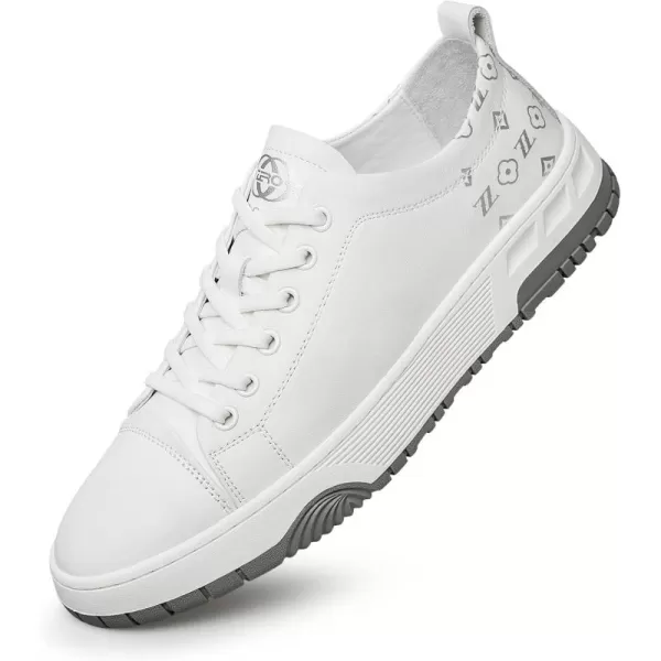 Mens Sneakers Genuine Leather Thick Sole Casual Height Increase by 5 cm Athletic Shoes S1205 22 AutumnWhite