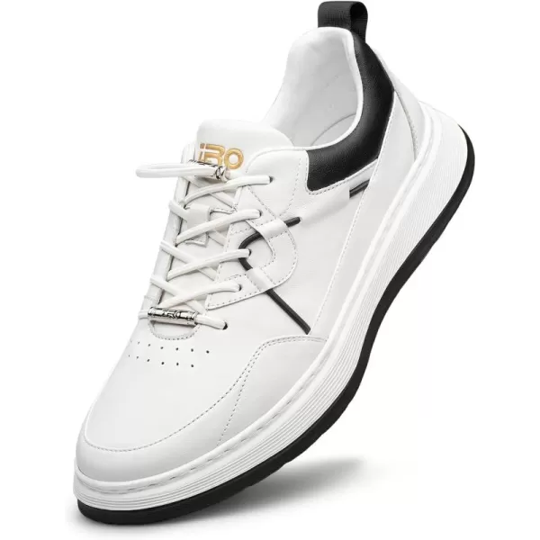 Mens Sneakers  Stylish and Minimalist PullOn Laces Genuine Leather R33572 23 WinterWhite