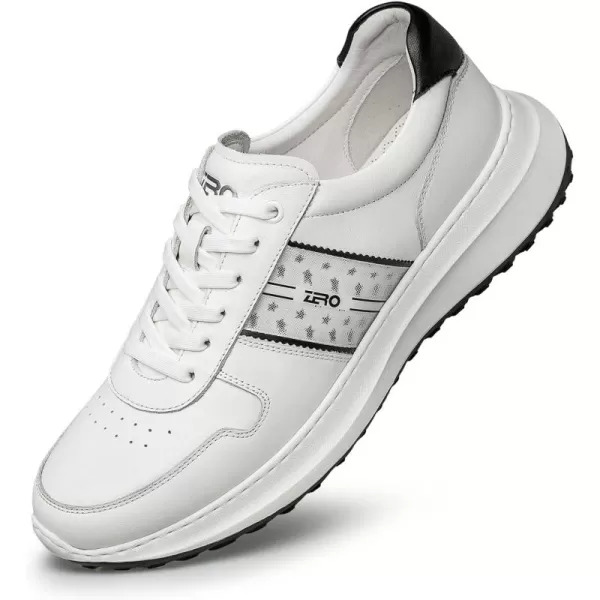 ZRO Mens Fashion Sneakers Thick Bottom Leather Soft Working Shoes for Men R1306223 SpringWhite