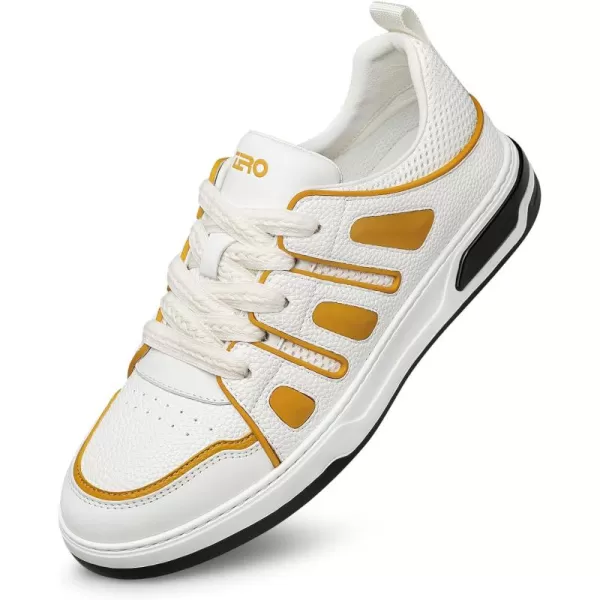 ZRO Mens Sneakers Fashion laceup Flat Leather Shoes for Men XSF1866 24 SpringYellow