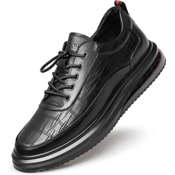 ZRO Mens Toggle Laces Leather Fashion SneakersBlack