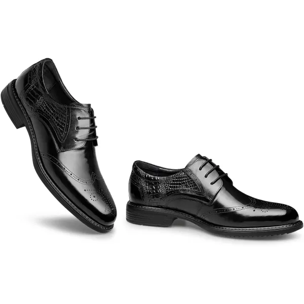Mens Brogue Dress Shoes Leather Black Oxford Tuxedo Shoes for Men 22 ModelBlack