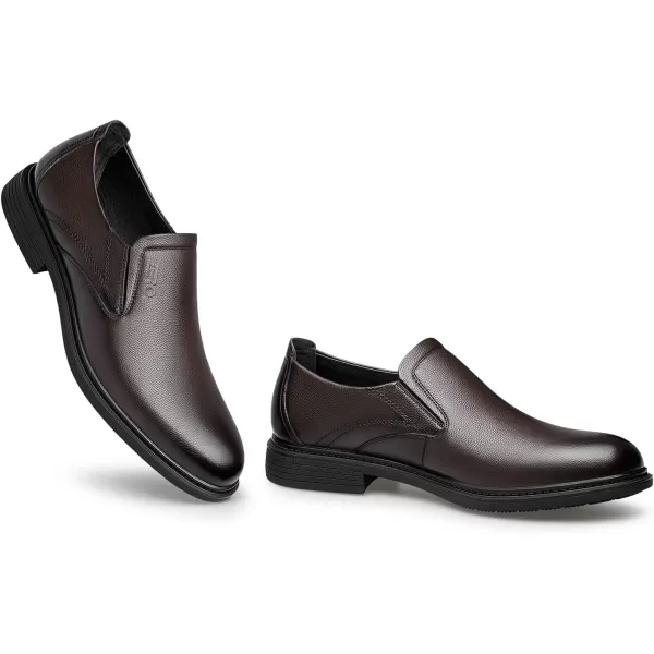 Mens Dress Shoes no tie Leather Comfort Simple Loafers Black Oxford Tuxedo Shoes for Men 22 ModelBrown