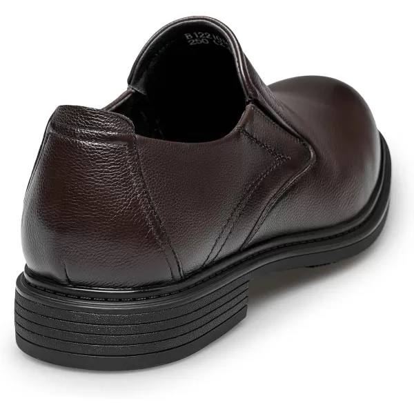Mens Dress Shoes no tie Leather Comfort Simple Loafers Black Oxford Tuxedo Shoes for Men 22 ModelBrown