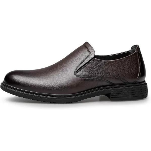 Mens Dress Shoes no tie Leather Comfort Simple Loafers Black Oxford Tuxedo Shoes for Men 22 ModelBrown