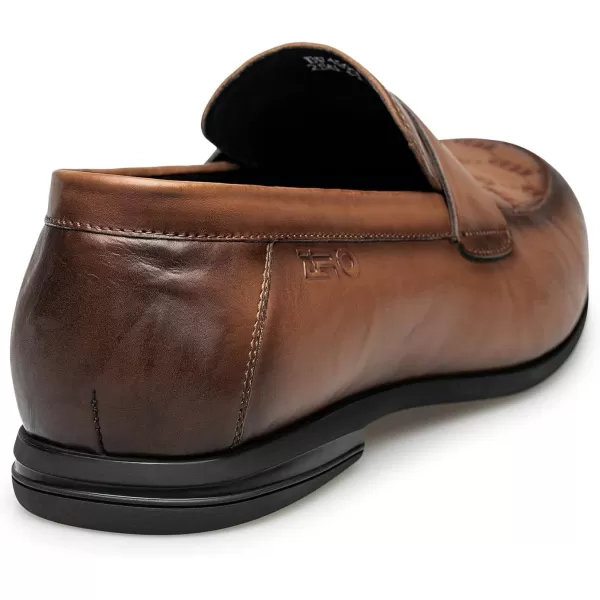 Mens Loafers Genuine Leather Simple Soft DF1927 24 SpringBrown