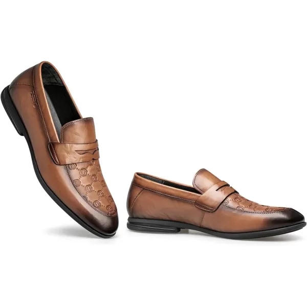 Mens Loafers Genuine Leather Simple Soft DF1927 24 SpringBrown