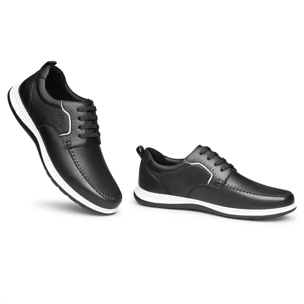Mens sneakers genuine leather athletic shoes fashionable thick soles R1223331AutumnBlack