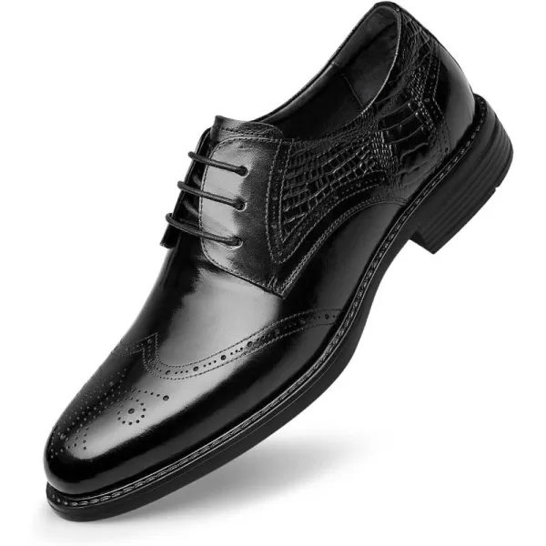 Mens Brogue Dress Shoes Leather Black Oxford Tuxedo Shoes for Men 22 ModelBlack