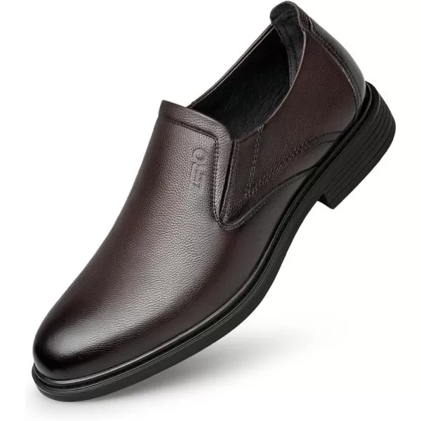 Mens Dress Shoes no tie Leather Comfort Simple Loafers Black Oxford Tuxedo Shoes for Men 22 ModelBrown