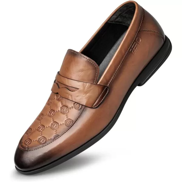 Mens Loafers Genuine Leather Simple Soft DF1927 24 SpringBrown