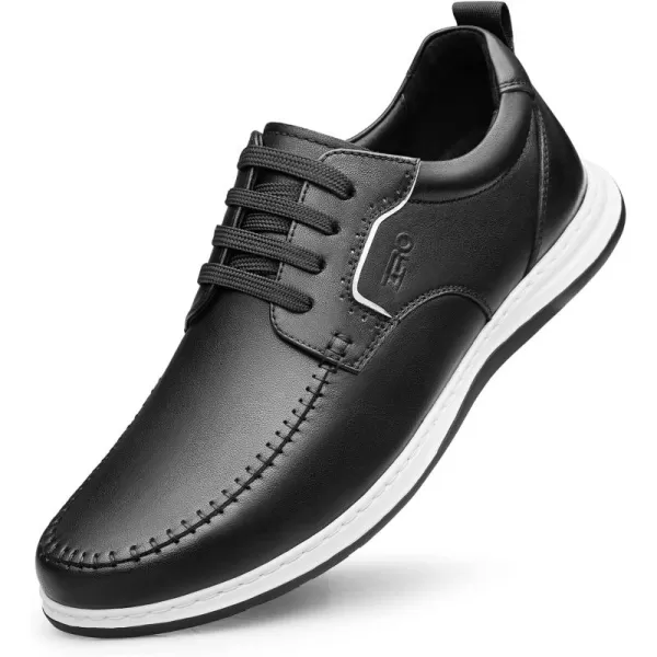 Mens sneakers genuine leather athletic shoes fashionable thick soles R1223331AutumnBlack