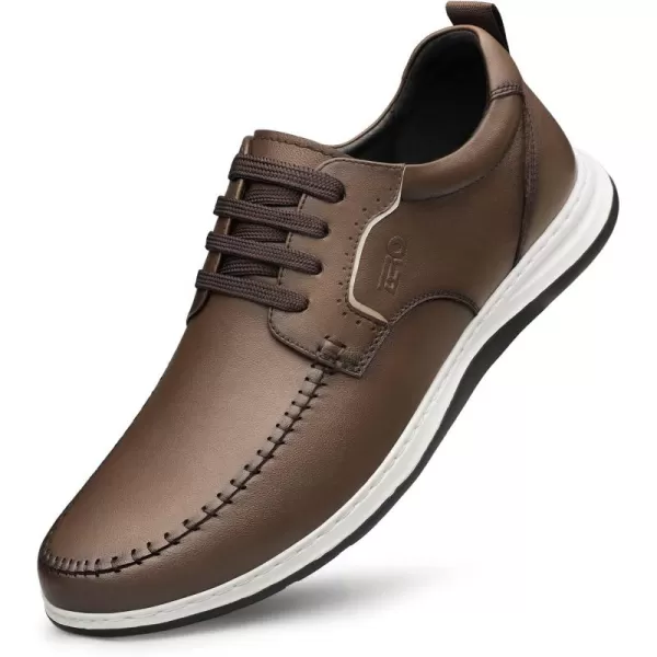 Mens sneakers genuine leather athletic shoes fashionable thick soles R1223331AutumnBrown