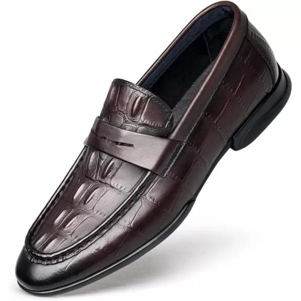 ZRO Mens B356 Crocodile Print Penny LoaferBrown