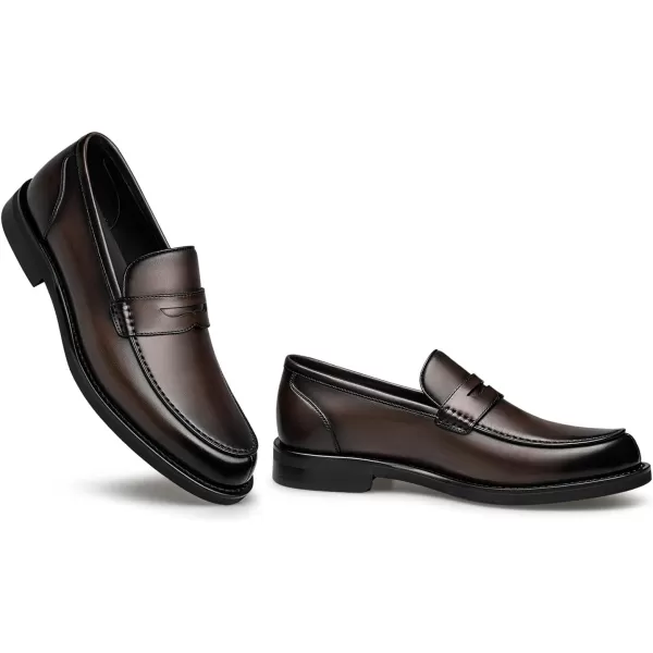 Mens Penny Loafers  Soft Genuine Leather Comfortable Fit B33517  23 WinterBrown