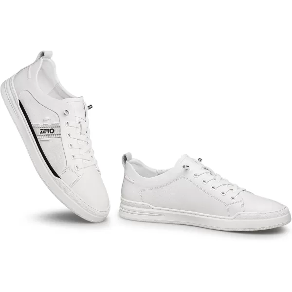 Sneakers Mens White Simple Soft Cowhide Untied Shoe String S121022 AutumnWhite